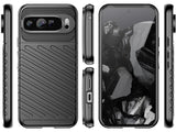 Moderne Design Hülle Cover für das Google Pixel 9 Pro XL mit Stripes zum Schutz von Kratzern, Dellen, Display aus TPU Gummi in schwarz von Screenguard