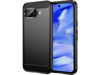 Flexible Handy Schutzhülle mit gebürster Carbon Textur auf der Rückseite für zum Schutz des Google Pixel 9a  Display und Gehäuse Case in schwarz von Screenguard