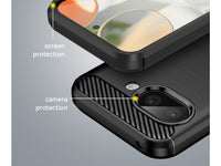 Flexible Handy Schutzhülle mit gebürster Carbon Textur auf der Rückseite für zum Schutz des Google Pixel 9a  Display und Gehäuse Case in schwarz von Screenguard