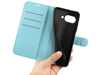 Lederhülle Karten Wallet Ledertasche Etui für Google Pixel 9a in hellblau von Screenguard