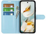 Lederhülle Portemonnaie Karten Ledertasche für Google Pixel 9a in hellblau von Screenguard