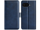 Veganes Flip Case Leder Etui Hülle mit Karten Fächer und Sichtfenster für Google Pixel 9a in dunkelblau von Screenguard