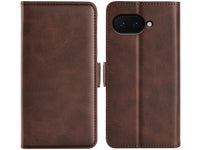 Veganes Flip Case Leder Etui Hülle mit Karten Fächer und Sichtfenster für Google Pixel 9a in mokka von Screenguard