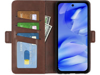 Veganes Flip Case Leder Etui Hülle mit Karten Fächer und Sichtfenster für Google Pixel 9a in mokka von Screenguard