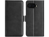 Veganes Flip Case Leder Etui Hülle mit Karten Fächer und Sichtfenster für Google Pixel 9a in schwarz von Screenguard