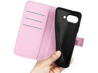 Lederhülle Karten Wallet Ledertasche Etui für Google Pixel 9a in rosa von Screenguard