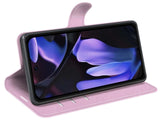 Lederhülle Karten Wallet Ledertasche Etui für Google Pixel 9a in rosa von Screenguard