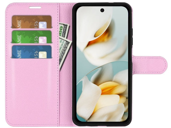 Lederhülle Portemonnaie Karten Ledertasche für Google Pixel 9a in rosa von Screenguard