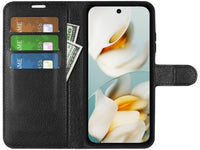 Lederhülle Portemonnaie Karten Ledertasche für Google Pixel 9a in schwarz von Screenguard