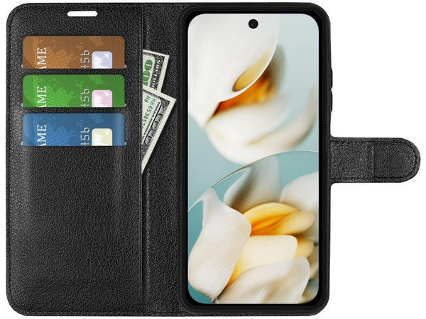 Lederhülle Portemonnaie Karten Ledertasche für Google Pixel 9a in schwarz von Screenguard
