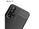 Soft TPU Case mit Design aus feinem veganen Leder für Honor 20 stabil mit erhöhten Rändern und Kanten in schwarz von Screenguard