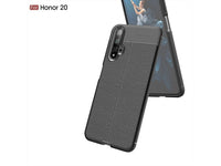 Soft TPU Case mit Design aus feinem veganen Leder für Honor 20 stabil mit erhöhten Rändern und Kanten in schwarz von Screenguard