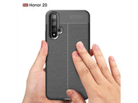 Soft TPU Case mit Design aus feinem veganen Leder für Honor 20 stabil mit erhöhten Rändern und Kanten in schwarz von Screenguard