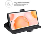 Veganes Flip Case Leder Etui Hülle mit Karten Fächer und Sichtfenster für Honor 50 in schwarz von Screenguard