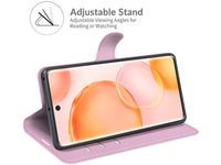 Lederhülle Karten Wallet Ledertasche Etui für Honor 50 in rosa von Screenguard