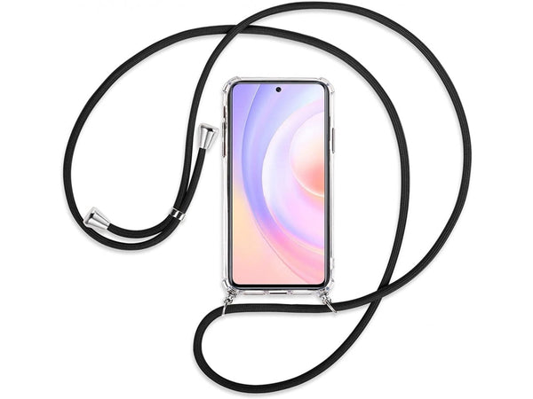 Necklace Handy Hülle mit Kordel Kette schwarz zum Tragen des Honor 50 am Körper wie Handtasche Lanyard, stabil mit erhöhten Rändern und Kanten in transparent von Screenguard