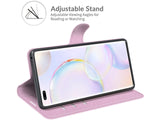 Lederhülle Karten Wallet Ledertasche Etui für Honor 50 Pro in rosa von Screenguard