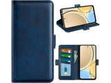 Veganes Flip Case Leder Etui Hülle mit Karten Fächer und Sichtfenster für Honor Magic4 Lite 5G in dunkelblau von Screenguard