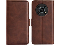 Veganes Flip Case Leder Etui Hülle mit Karten Fächer und Sichtfenster für Honor Magic4 Lite 5G in mokka von Screenguard