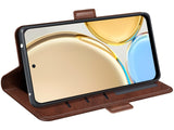 Veganes Flip Case Leder Etui Hülle mit Karten Fächer und Sichtfenster für Honor Magic4 Lite 5G in mokka von Screenguard