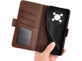 Veganes Flip Case Leder Etui Hülle mit Karten Fächer und Sichtfenster für Honor Magic4 Lite 5G in mokka von Screenguard
