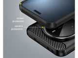 Flexible Handy Schutzhülle mit gebürster Carbon Textur auf der Rückseite für zum Schutz des Honor Magic7 Pro  Display und Gehäuse Case in schwarz von Screenguard