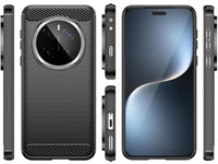 Flexible Handy Schutzhülle mit gebürster Carbon Textur auf der Rückseite für zum Schutz des Honor Magic7 Pro  Display und Gehäuse Case in schwarz von Screenguard