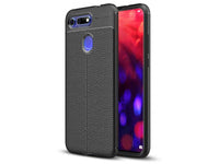 Soft TPU Case mit Design aus feinem veganen Leder für Honor View 20 stabil mit erhöhten Rändern und Kanten in schwarz von Screenguard