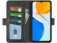 Veganes Flip Case Leder Etui Hülle mit Karten Fächer und Sichtfenster für Honor X7 in schwarz von Screenguard