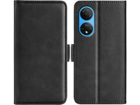Veganes Flip Case Leder Etui Hülle mit Karten Fächer und Sichtfenster für Honor X7 in schwarz von Screenguard