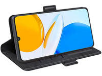 Veganes Flip Case Leder Etui Hülle mit Karten Fächer und Sichtfenster für Honor X7 in schwarz von Screenguard