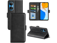 Veganes Flip Case Leder Etui Hülle mit Karten Fächer und Sichtfenster für Honor X7 in schwarz von Screenguard
