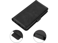 Veganes Flip Case Leder Etui Hülle mit Karten Fächer und Sichtfenster für Honor X7 in schwarz von Screenguard