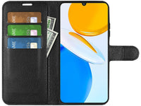 Lederhülle Karten Wallet Ledertasche Etui für Honor X7 in schwarz von Screenguard