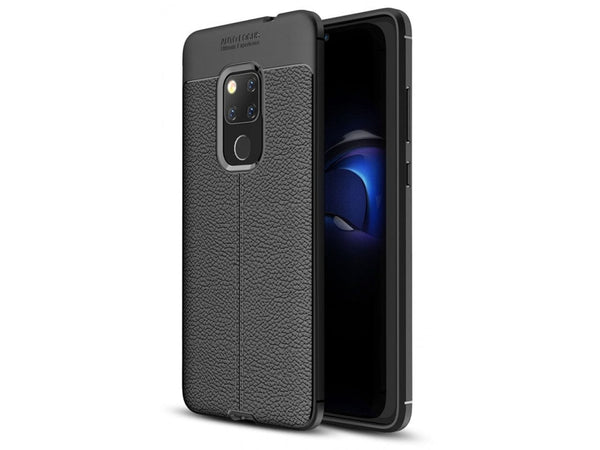 Soft TPU Case mit Design aus feinem veganen Leder für Huawei Mate 20 stabil mit erhöhten Rändern und Kanten in schwarz von Screenguard