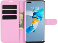 Lederhülle Karten Wallet Ledertasche Etui für Huawei Mate 40 Pro in rosa von Screenguard