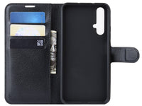 Lederhülle Karten Wallet Ledertasche Etui für Huawei Nova 5T in schwarz von Screenguard