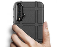 Widerstandsfähige, stabile Outdoor Sport Hülle für das Huawei Nova 5T für Handwerker, Baustelle, Business, äusserst stabil mit erhöhten Rändern und Kanten in schwarz von Screenguard