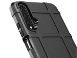 Widerstandsfähige, stabile Outdoor Sport Hülle für das Huawei Nova 5T für Handwerker, Baustelle, Business, äusserst stabil mit erhöhten Rändern und Kanten in schwarz von Screenguard