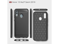 Flexible Handy Schutzhülle mit gebürster Carbon Textur auf der Rückseite für zum Schutz des Huawei P Smart 2019  Display und Gehäuse Case in schwarz von Screenguard