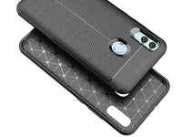 Soft TPU Case mit Design aus feinem veganen Leder für Huawei P Smart 2019 stabil mit erhöhten Rändern und Kanten in schwarz von Screenguard