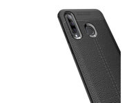 Soft TPU Case mit Design aus feinem veganen Leder für Huawei P Smart+ 2019 stabil mit erhöhten Rändern und Kanten in schwarz von Screenguard