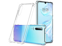 Hoch transparenter TPU Gummi Schutz Handy Hülle Clear Case klar mit verstärkten Schutzecken Bumper für das Huawei P30 Display und Gehäuse in transparent von Screenguard