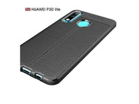 Soft TPU Case mit Design aus feinem veganen Leder für Huawei P30 Lite stabil mit erhöhten Rändern und Kanten in schwarz von Screenguard