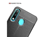 Soft TPU Case mit Design aus feinem veganen Leder für Huawei P30 Lite stabil mit erhöhten Rändern und Kanten in schwarz von Screenguard