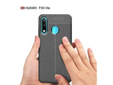 Soft TPU Case mit Design aus feinem veganen Leder für Huawei P30 Lite stabil mit erhöhten Rändern und Kanten in schwarz von Screenguard