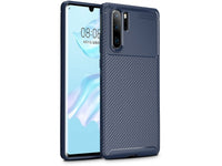 Hochwertig stabile Soft TPU Smartphone Handy Hülle im Carbon Design für Huawei P30 Pro zum Schutz des Display und Gehäuse Cover in blau von Screenguard