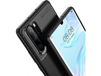 Hochwertig stabile Soft TPU Smartphone Handy Hülle im Carbon Design für Huawei P30 Pro zum Schutz des Display und Gehäuse Cover in blau von Screenguard