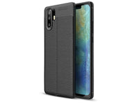 Soft TPU Case mit Design aus feinem veganen Leder für Huawei P30 Pro stabil mit erhöhten Rändern und Kanten in schwarz von Screenguard