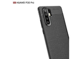 Soft TPU Case mit Design aus feinem veganen Leder für Huawei P30 Pro stabil mit erhöhten Rändern und Kanten in schwarz von Screenguard